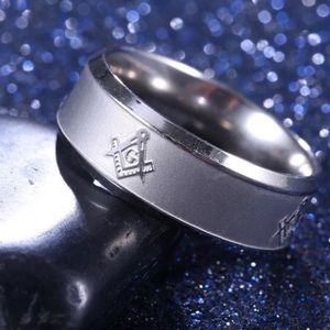 💗 Titanium Stainless Steel Masonic Ring Size 13 NEW